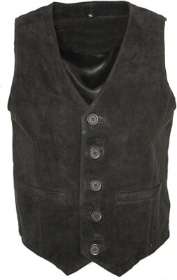 Black Suede Vest With V-Neck Biker Vest Motorcycle Vest, SUV14