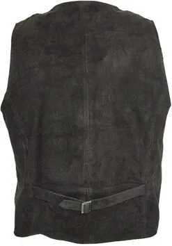 Black Suede Vest With V-Neck Biker Vest Motorcycle Vest, SUV14