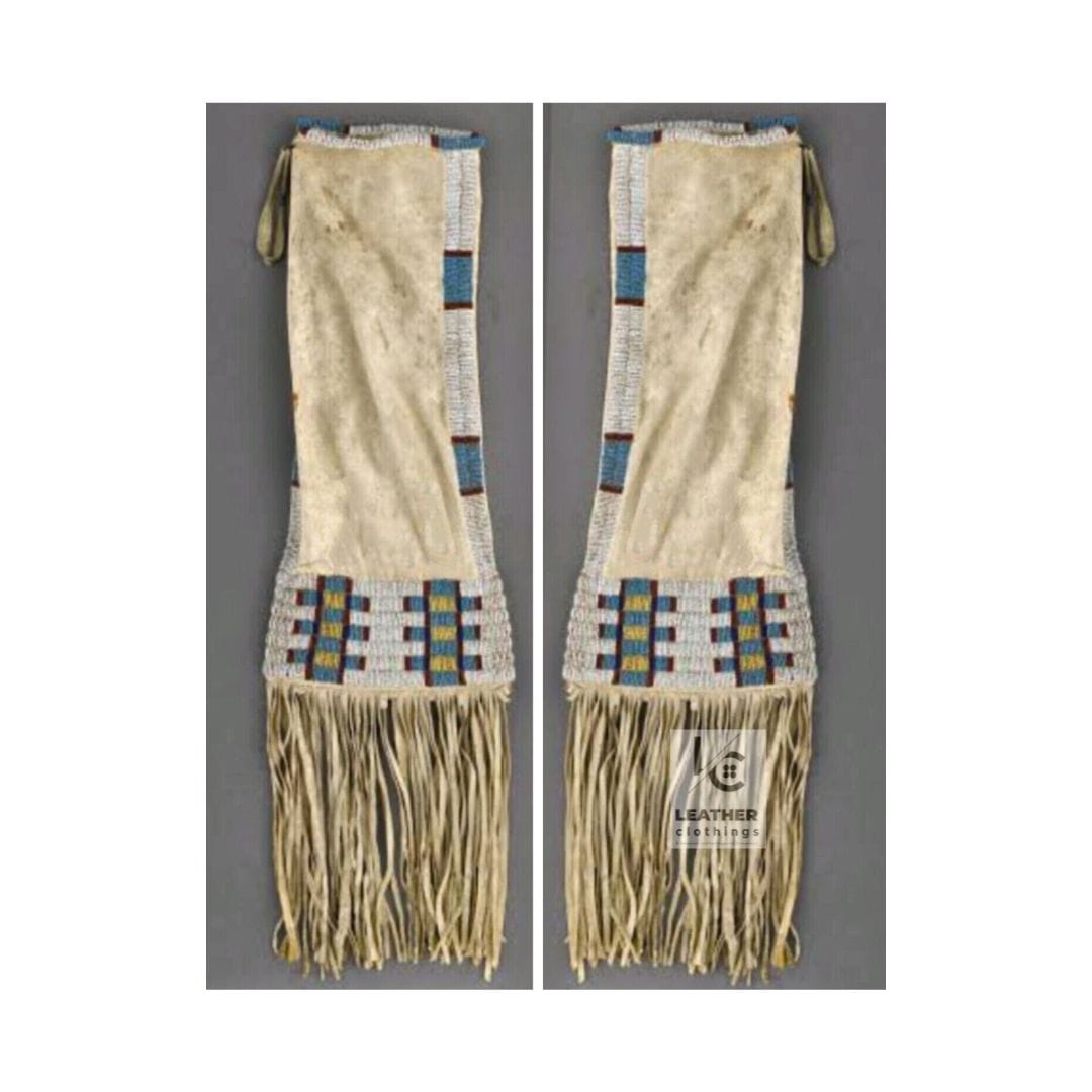 Artisanal Plains-Style Beaded Suede Pouch – Frontier Heritage Leather Case