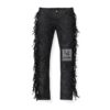 Black Suede Fringe Pants - Jeans Style Western Leather Pants MSP22 Front Side