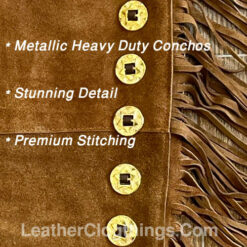 Men Brown Suede Chap With Fringes Cowboy Chap leggings, MSCH3A