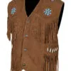 Cowboy Western Vest Brown Suede American Indian Vest