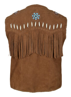 Cowboy Western Vest Brown Suede American Indian Vest