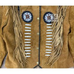 Cowgirl Military Style Brown Suede Coat Jacket WSMJ4