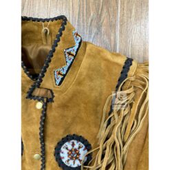 Cowgirl Military Style Brown Suede Coat Jacket WSMJ4