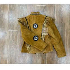 Cowgirl Military Style Brown Suede Coat Jacket WSMJ4
