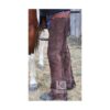 Men’s dark brown suede cowboy chaps with long fringe and adjustable straps