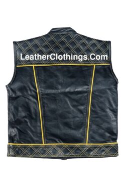 Stinger Biker Vest Hunt Club Biker Leather Vest Dimond Quilted Vest, HCV5