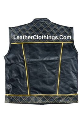 Stinger Biker Vest Hunt Club Biker Leather Vest Dimond Quilted Vest, HCV5