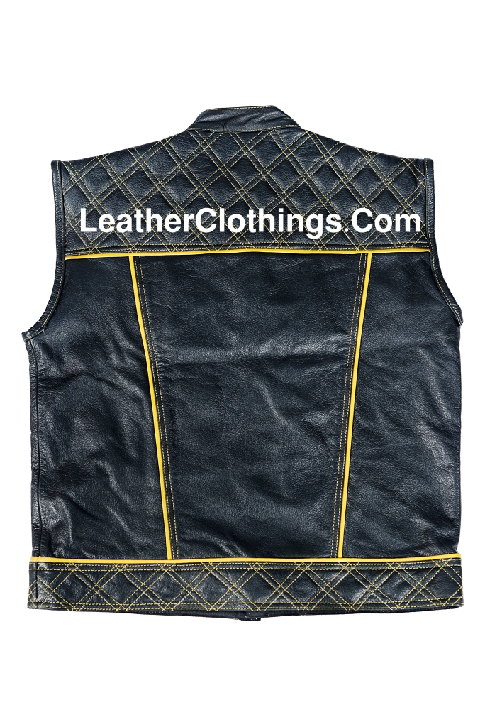 Stinger Biker Vest Hunt Club Biker Leather Vest Dimond Quilted Vest, HCV5