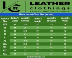 Men Western Jacket size chart
