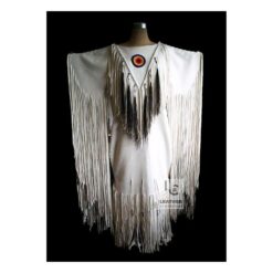 Leather Wedding Maxi For Woman - Native American Indian Maxi With Fringes - WLM1