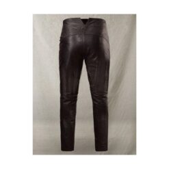 Men Black Leather Pant With Buckle Belts MLP1