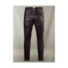 Men Black Leather Pant With Buckle Belts MLP1