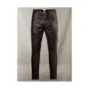 Men Black Leather Pant With Buckle Belts MLP1