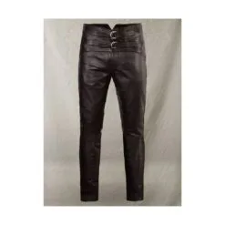 Men Black Leather Pant With Buckle Belts MLP1