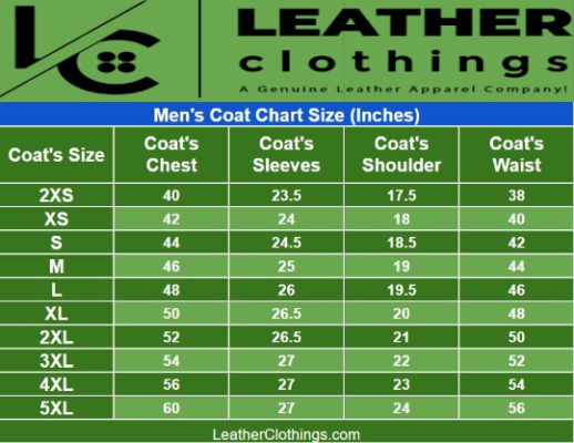 Men overcoat size chart men long coat size chart