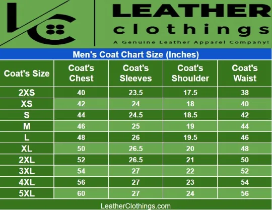 Men overcoat size chart men long coat size chart