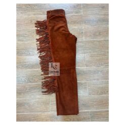 Men Reddish Brown Western Pant with fringes - Cowboy Chic - MSP13B