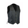 Black Leather Biker Vest, V-Neck Motorcycle Vest, LUV2