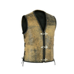 Brown Leather Biker Vest with Side Laces