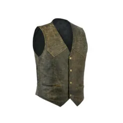 SOA Distressed Brown Leather Biker Vest