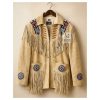 Men's 1980s Rockabilly Beige Suede Fringe Jacket