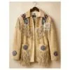 Men's 1980s Rockabilly Beige Suede Fringe Jacket