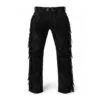 Men's black suede fringe pants with adjustable drawstring waist and full-length side fringe