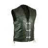 Black Leather Biker Vest with Side Laces