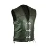 Black Leather Biker Vest with Side Laces