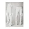 Men's gray suede fringe pants with high-rise cowboy waistband and side button fly