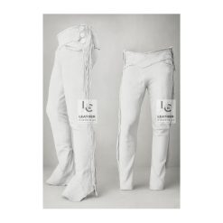 Men’s western Gray Suede Leather Fringes Pant MSP19D