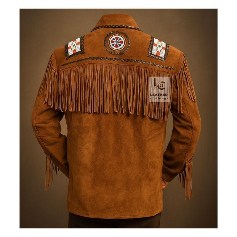 Native American Eagle Beaded Suede Fringes Jacket MSWJ22D