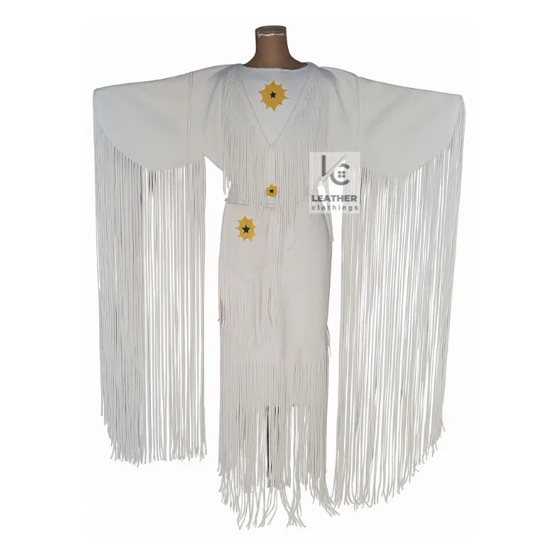 Western White Fringe Dress Womens