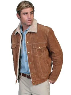 Scully Men's Boar Suede Jean Jacket - Cafe Brown, MSBSB 1