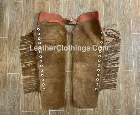 Brown Suede Chap With Fringes Cowgirl Chap leggings