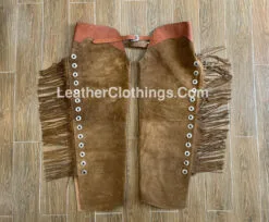Brown Suede Chap With Fringes Cowgirl Chap leggings