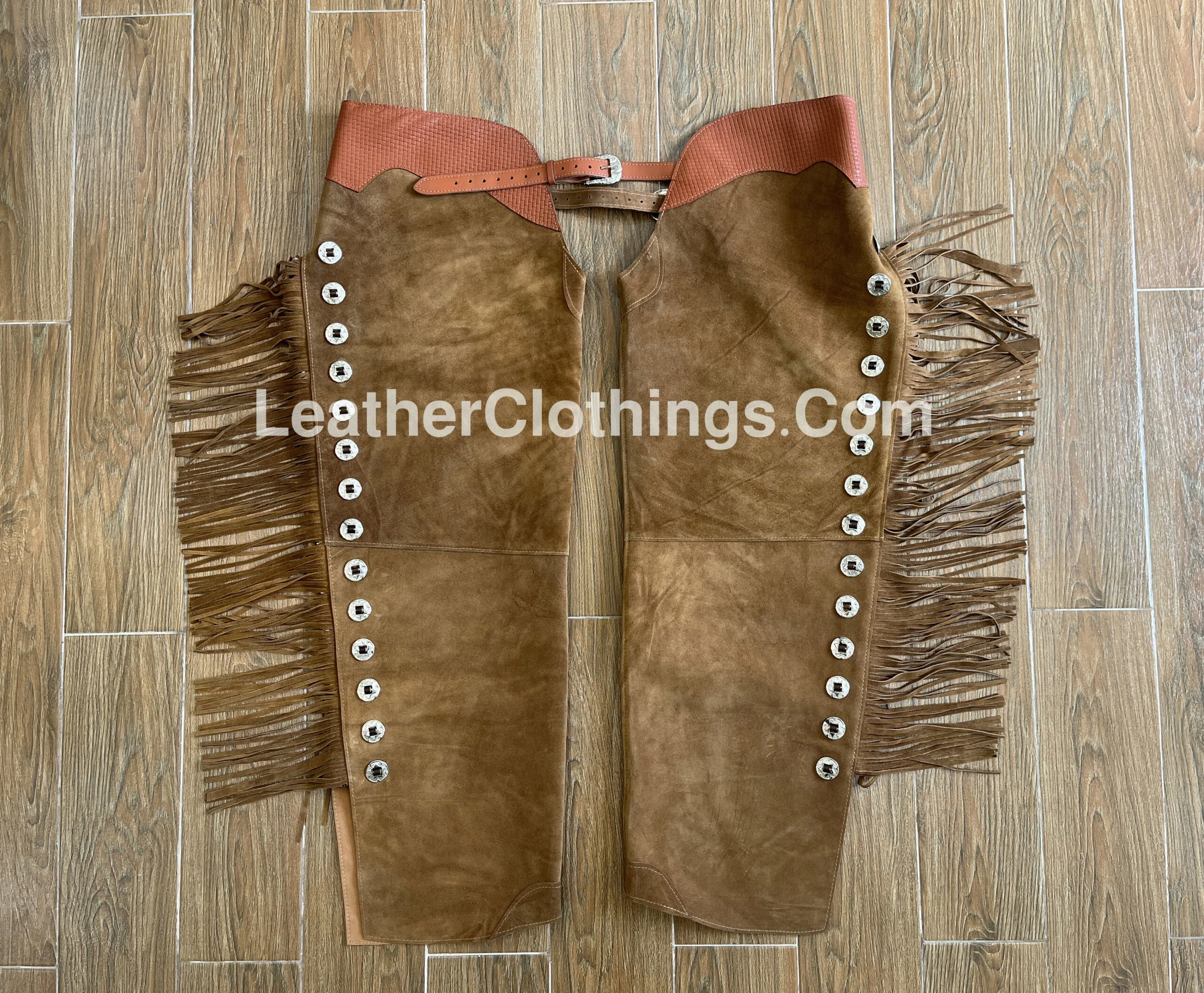 Brown Suede Chap With Fringes Cowgirl Chap leggings