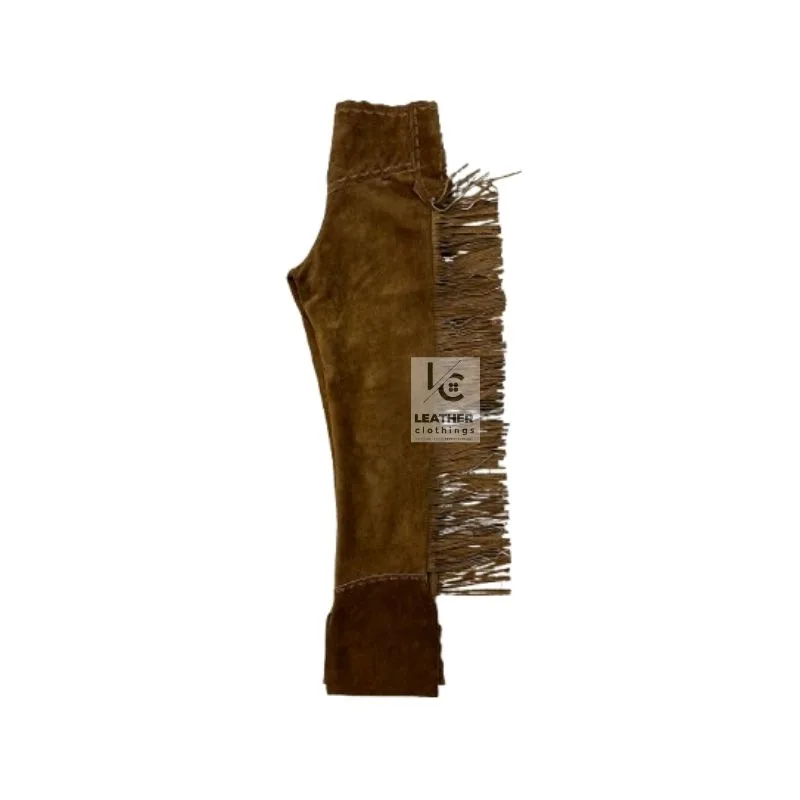 Western Dark Brown Suede Fringe Pant MSP119A