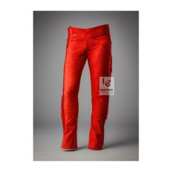 Western Red Suede Leather Fringe Pant MSP19E