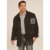 Men’s Black Western suede Long jacket with long fringes and cowboy-inspired design