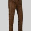 Men Brown Leather Pant With Laces