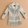 Women Native Indian Cowgirl Western Gray Suede Jacket WSJ1A