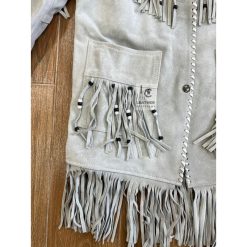 Women Native Indian Cowgirl Western Gray Suede Jacket WSJ1A