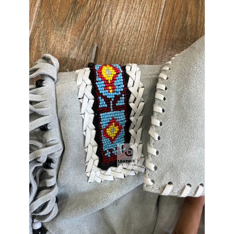 Women Native Indian Cowgirl Western Gray Suede Jacket WSJ1A