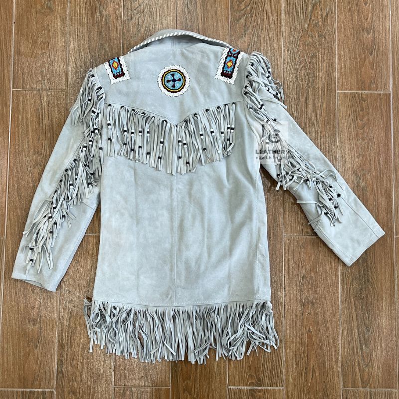 Women Native Indian Cowgirl Western Gray Suede Jacket WSJ1A
