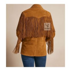 Women Western Brown Suede Jacket With Fringes WSJ5