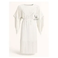 Women white wedding maxi with fringes - WLM7