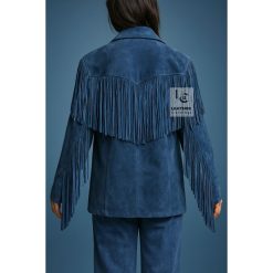 Women’s Western Cowgirl Blue Suede Jacket | WSJ14